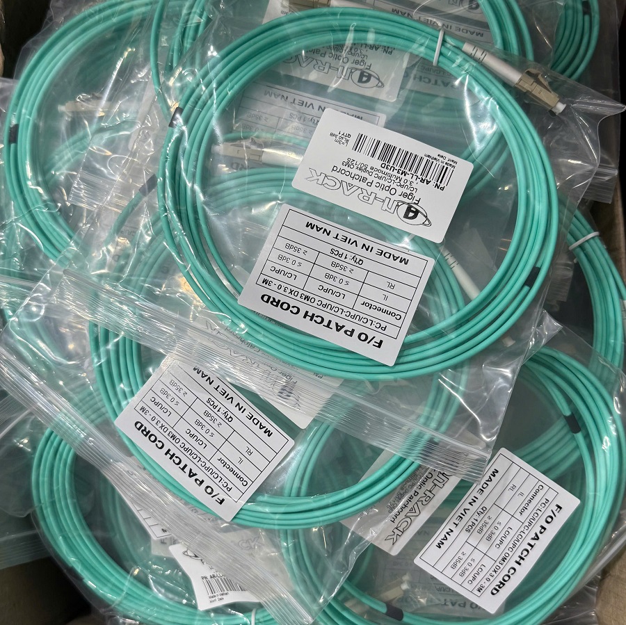 Dây nhảy quang 3m Multimode OM3 Duplex đầu nối LC/UPC-LC/UPC, AR-LL-M3-U3D